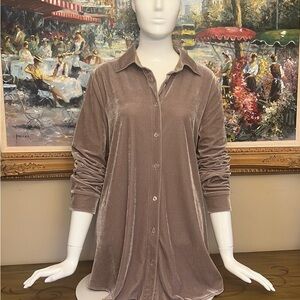 VELOUR BUTTON DOWN TUNIC